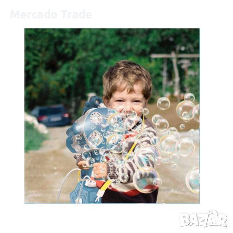 Пистолет за сапунени балончета Mercado Trade, Със светлини Базука, USB, Син, снимка 5 - Електрически играчки - 41334446