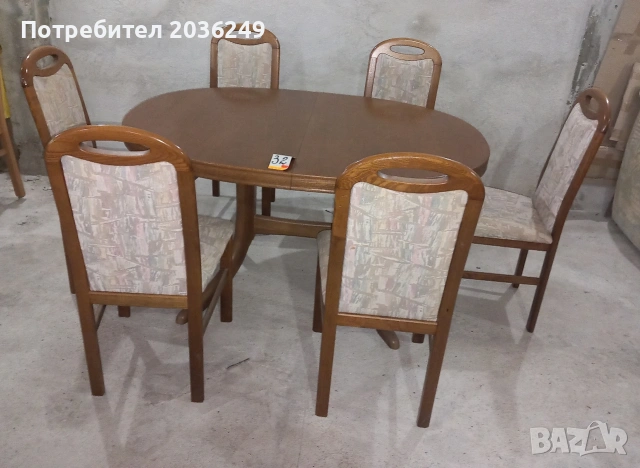 Комплект масивна разтегателна маса с 6 стола, снимка 4 - Маси - 53224449