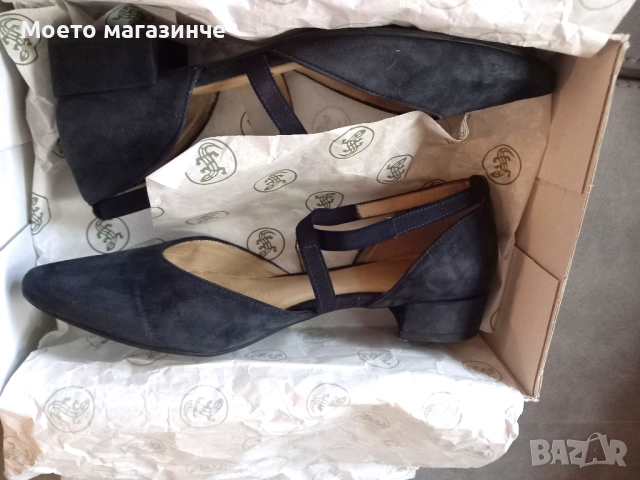 Елегантни тъмносини велурени обувки Salamander, № 38.5, снимка 7 - Дамски елегантни обувки - 51998135