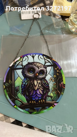 Кръгла акрилно рисувана декорация Сова, снимка 4 - Декорация за дома - 44763396