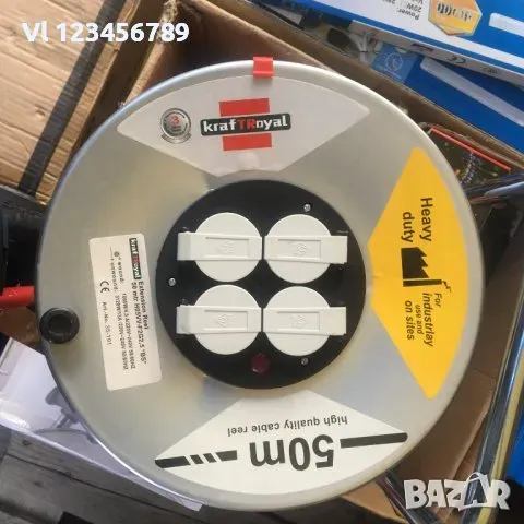 Удължител за ток-макара 50 метра, 4 гнезда- Kraft Royal, снимка 4 - Други инструменти - 49854903