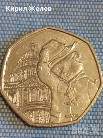  Монета 50 пенса 2019г. Англия 50г. мечето Падингтън катедралата Сейнт Пол 49553