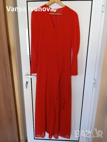 H&M дълга червена рокля за повод, снимка 3 - Рокли - 51089344