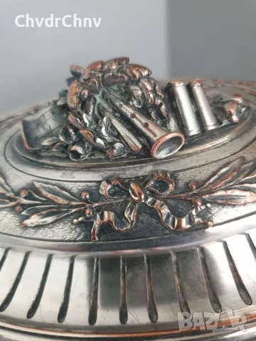 Франция 1800-те/Leopold Oudry 21см/стара френска посребрена бронзова кутия за бижута, снимка 14 - Антикварни и старинни предмети - 56196156