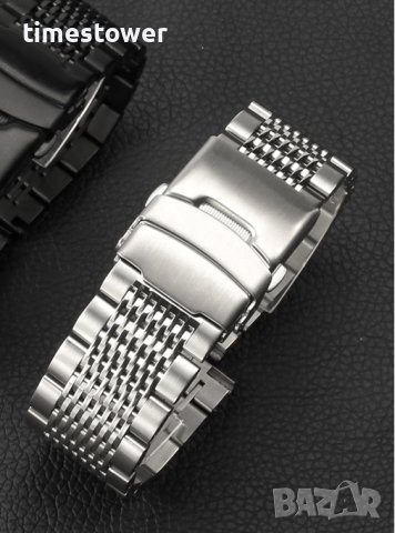 Стоманена верижка за часовник 18/20/22/24мм., снимка 2 - Каишки за часовници - 40286903