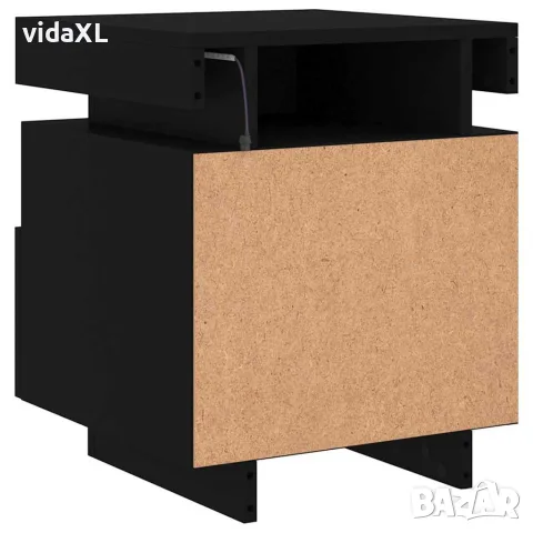 vidaXL Нощни шкафчета с LED осветление, 2 бр, черни, 40x39x48,5 см, снимка 8 - Шкафове - 56148114