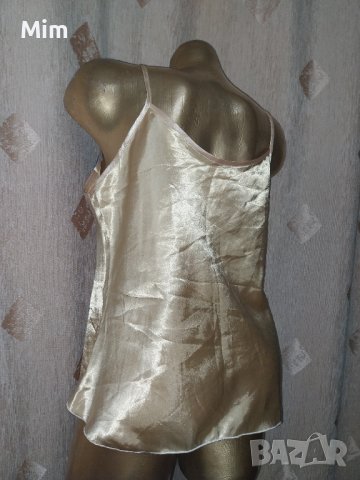  L/XL Златист ,сатенен топ / потник/, снимка 3 - Корсети, бюстиета, топове - 41880233