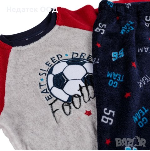 Зимна пижама за момчета, Футбол, Полар, 1 -2 г,  Многоцветна, снимка 2 - Бебешки пижами - 41734848