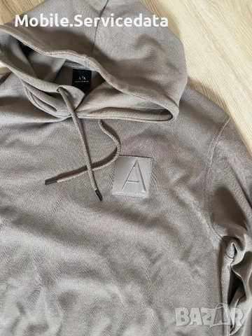Едноцветно худи с лого Armani Exchange, снимка 3 - Спортни дрехи, екипи - 53426967