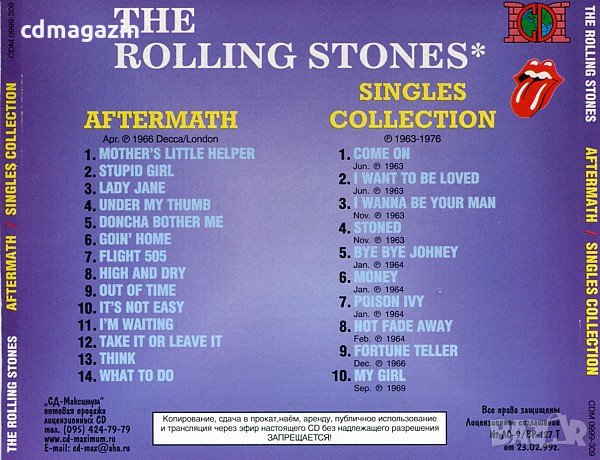 Компакт дискове CD The Rolling Stones - Aftermath / Singles Collection, снимка 2 - CD дискове - 35776975