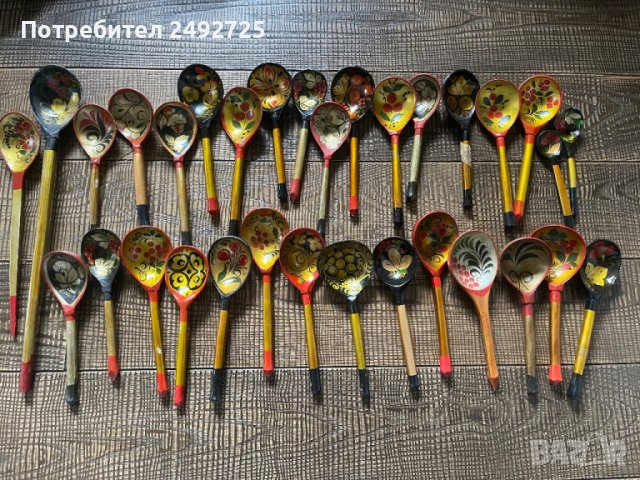 Руски лъжици дървени ръчно рисувани, снимка 1