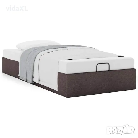 vidaXL Османска рамка за легло без матрак, тъмнокафява, 90x200см, плат, снимка 4 - Спални и легла - 56146993
