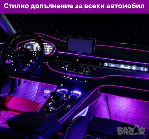 5М Амбиентно ИНТЕРИОРНО LED осветление за кола, автомобил - 5 метра, снимка 5 - Аксесоари и консумативи - 41569706