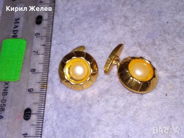 СТАРИННИ ПОЗЛАТЕНИ МЕДНИ ПЕРЛЕНИ БУТОНЕЛИ РЕТРО КОПЧЕТА за РЪКАВЕЛИ 38472, снимка 6 - Антикварни и старинни предмети - 41483763