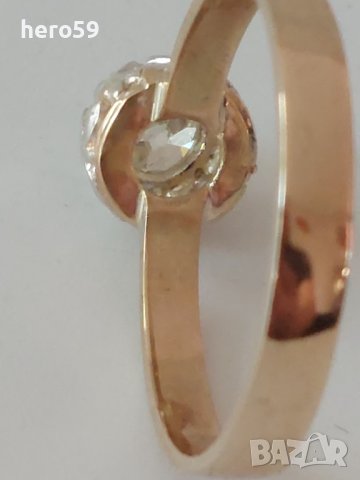 Антикварен Дамски златен 14к. пръстен с брилянт 0.65 карата, снимка 3 - Пръстени - 39762733