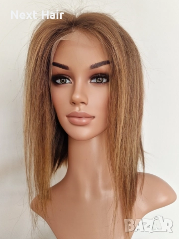 Естествена медено руса перука със светли кичури и дантела 13х4, снимка 13 - Аксесоари за коса - 52026706