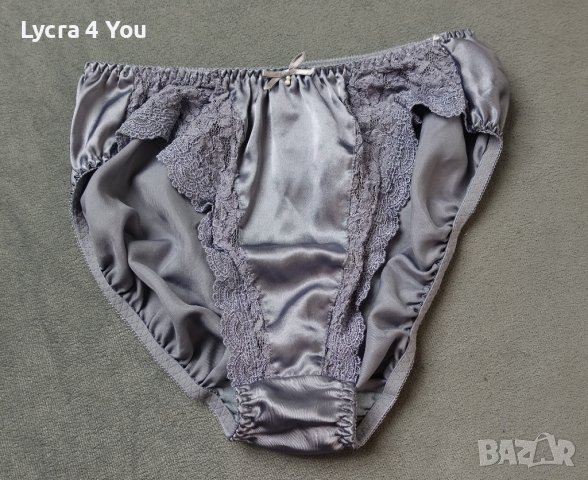 S/M сиви сатенени бикини с дантела отпред, снимка 6 - Бельо - 44447063