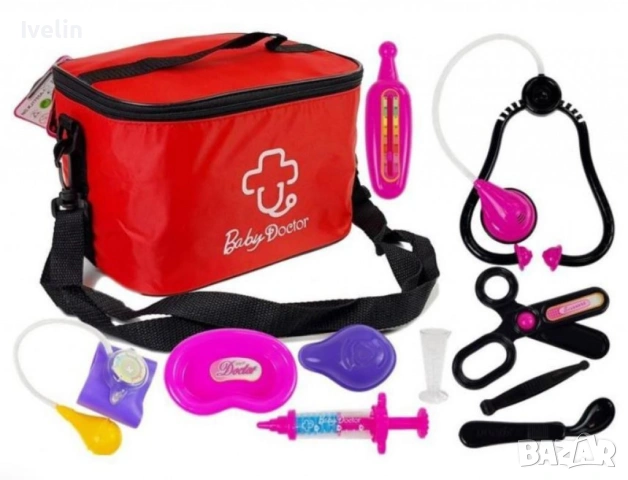 Детска докторска чанта Baby Doc с аксесоари – Червена