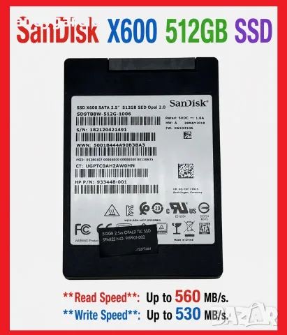 512GB SSD SanDisk X600  3D TLC 2.5 инча SATA III 6.0 Gb/sec ссд диск disk laptop pc лаптоп компютър 