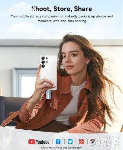 Флаш памет SUDEHO MFi 256GB, 3-в-1 USB-C стик за Apple и Android, син Сертифицирана MFi памет, Light, снимка 6 - USB Flash памети - 55907413