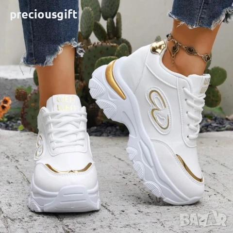 Дамски сникърси, налични в златист и сребрист цвят, снимка 3 - Маратонки - 51388036
