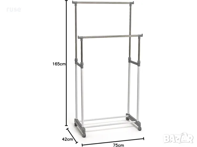 НОВИ! Двоен щендер закачалка за дрехи с поставка за обувки регулируем, снимка 5 - Закачалки - 50148910
