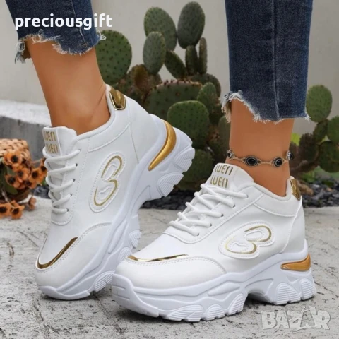 Дамски сникърси, налични в златист и сребрист цвят, снимка 4 - Маратонки - 51388036