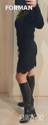 УНИКАЛНА черна дантелена рокля по тялото, снимка 2 - Рокли - 48430475