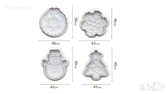 Коледни резци с бутало – 2 модела - еленче, календар / венец, снежинка, снимка 3 - Форми - 44482802