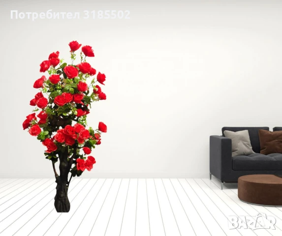 Изкуствено дръвче с червени рози ,1.70 м, снимка 5 - Изкуствени цветя - 51227371