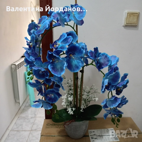 реалистична изкуствена орхидея в керамична кашпа височина 68 см 
