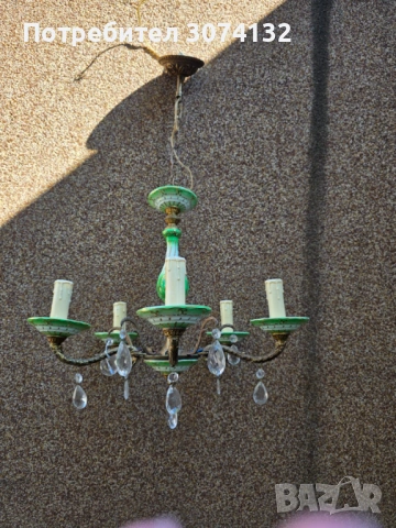 Италиански полилей от порцелан и кристал, снимка 4 - Полилеи - 53650250