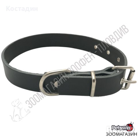 Нашийник за Куче - Естествена Кожа - Черен цвят - 15 размера