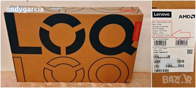 NVidia RTX 5060 8GB/AMD Ryzen 7 250/16GB RAM/512GB SSD NVME/15.6 IPS 144hz/Lenovo LOQ, снимка 3 - Лаптопи за игри - 53721864