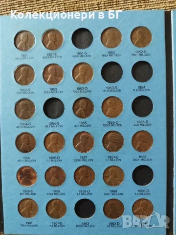 АЛБУМ С МОНЕТИ 1 ЦЕНТ-САЩ  "LINCOLN CENT 1941-1974" /виж описанието/, снимка 5 - Нумизматика и бонистика - 55902100