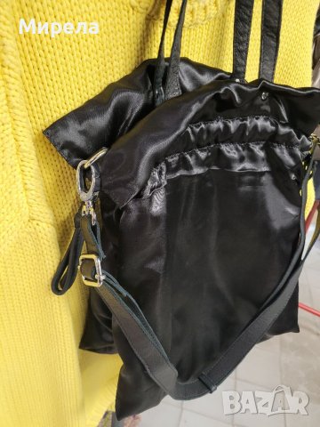 Промо !NUNOO Черна чанта от САТЕН + дръжки от естествена кожа ( в интернет сайтове 149€ ), снимка 16 - Чанти - 39671179