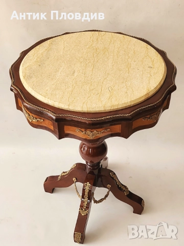 Кръгла помощна маса с мраморен плот, снимка 7 - Маси - 51655669