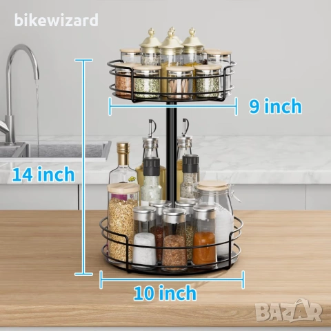 ZDDLOINP Въртящ се органайзер за подправки на 360° – черен НОВ, снимка 4 - Аксесоари за кухня - 53158178