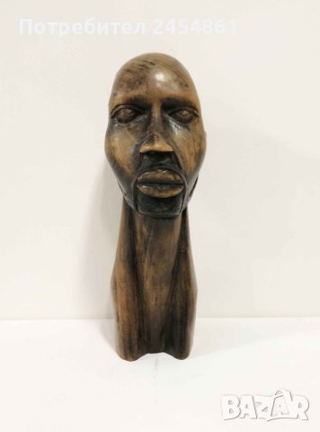 Африка, дърво, фигура, скулптура, мъж, антик, бюст