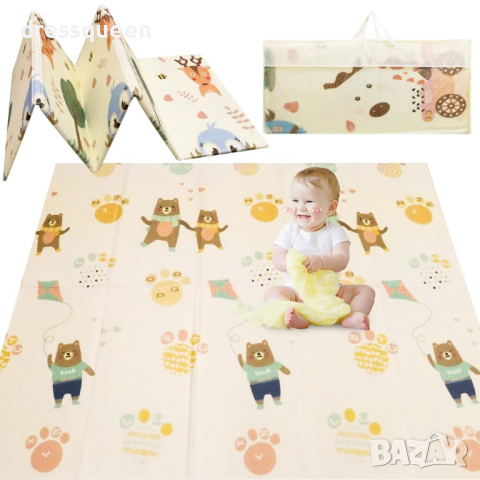 4131 Сгъваемо детско килимче за игра, топлоизолиращо 180x200х1см - мече с хвърчило, снимка 4 - Други - 44793245