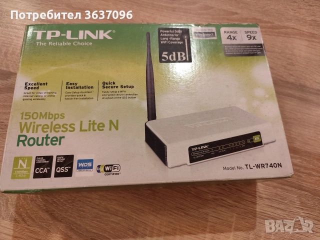 рутер TP-LINK TL-WR740N. , снимка 2 - Рутери - 53651151