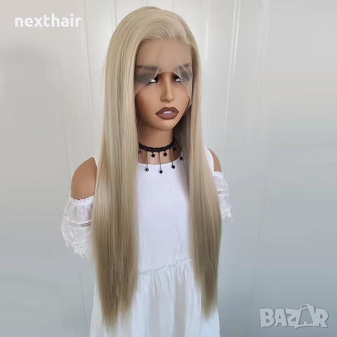 Права дантелена перука 13x4 в пепеляво русо, снимка 4 - Аксесоари за коса - 52776932