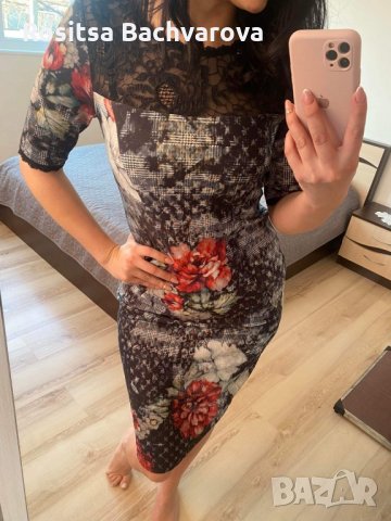 Елегантна рокля с 3/4 ръкав, М размер, снимка 4 - Рокли - 35985484