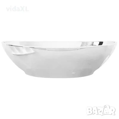 vidaXL Мивка, 40x33x13,5 см, керамична, сребриста(SKU:143473), снимка 4 - Мивки - 49039700