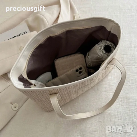 Дамска голяма чанта, налична в бяло, черно и кафяво, снимка 3 - Чанти - 51368035