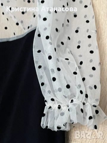 УНИКАЛНА КРАСОТА – Елегантна рокля с тюл на точки, снимка 5 - Рокли - 53728358