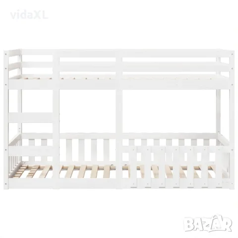 vidaXL Двуетажно легло, бяло, 90x200 см, борово дърво масив, снимка 5 - Спални и легла - 56147036