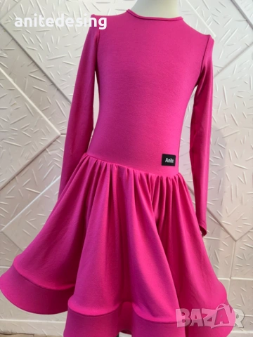 Детска цикламена рокля за спортни танци, снимка 2 - Детски рокли и поли - 53523917