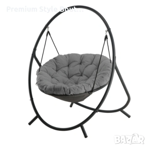 Висящ стол PATIO с тъмносива възглавница и сива рамка - стилен акцент за всеки дом и градина, снимка 8 - Градински мебели, декорация  - 53835904