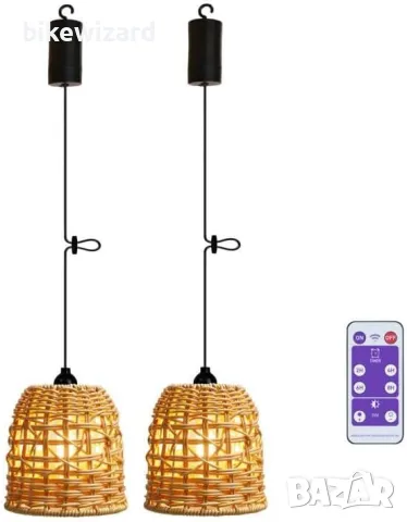 EcoGehen 2x Boho висяща лампа с батерии + дистанционно НОВИ, снимка 1